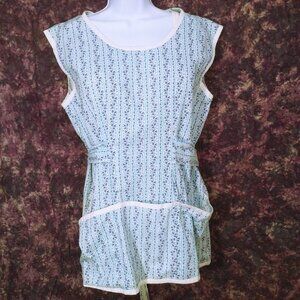 Handmade MCM Canning Apron Chore Smock -L(14) Calico Floral Stripe Pockets Ties